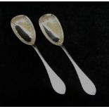 A pair of Victorian silver serving spoons, Sheffield 1875 by Martin Hall and Co.