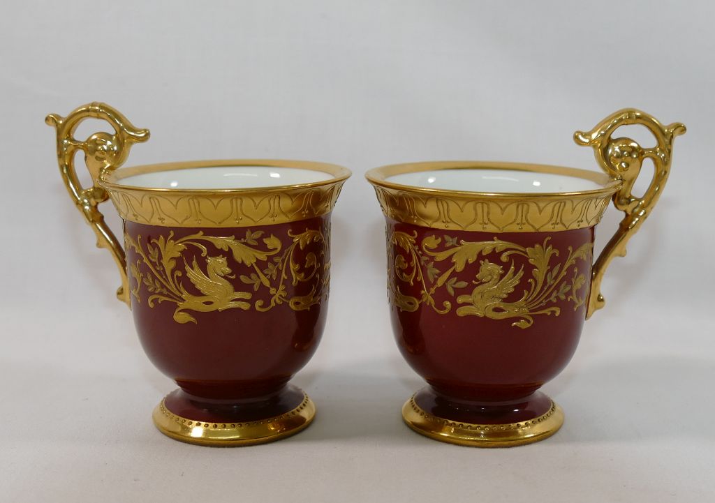 A pair of early 20th century Dresden coffee cups and saucers, - Image 2 of 7