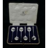 A set of six Art Deco silver coffee spoons, Birmingham 1938, combined weight 1.32ozt, 41.