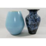 A Poole Pottery two tone duck egg blue and cream vase, 20.