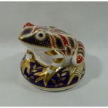A Royal Crown Derby frog paperweight with gold stopper, 7.