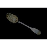 An early Victorian fiddle and thread pattern silver berry spoon with gilded bowl, London 1839, 2.