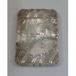 A 19th century silver calling card case with hinged top and engine turned and bright cut engraved