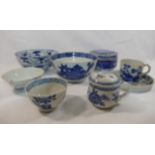 Four Chinese 18th century blue and white porcelain bowls, various sizes,