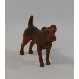 A cold painted bronze of a fox terrier,
