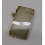 An Edwardian plain rectangular silver curved calling card case with hinged lid, Birmingham 1906, 8.