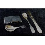 A Victorian silver fiddle pattern caddy spoon, London 1859 by George Adams,