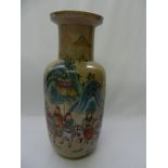 A large 19th century Chinese famille rose stoneware crackle glaze vase,