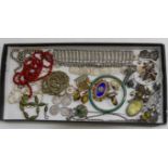 A quantity of Victorian and later silver and costume jewellery including a pair of 19th century