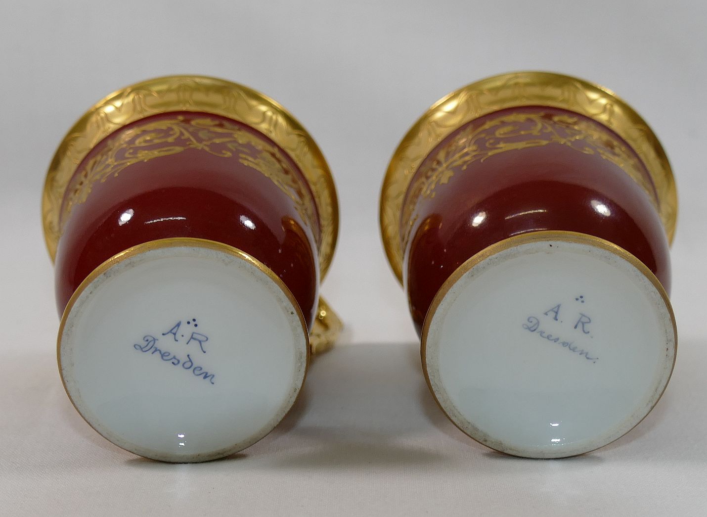A pair of early 20th century Dresden coffee cups and saucers, - Image 5 of 7