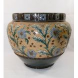 A Doulton Lambeth stoneware jardiniere, with floral and foliate decoration, 29.