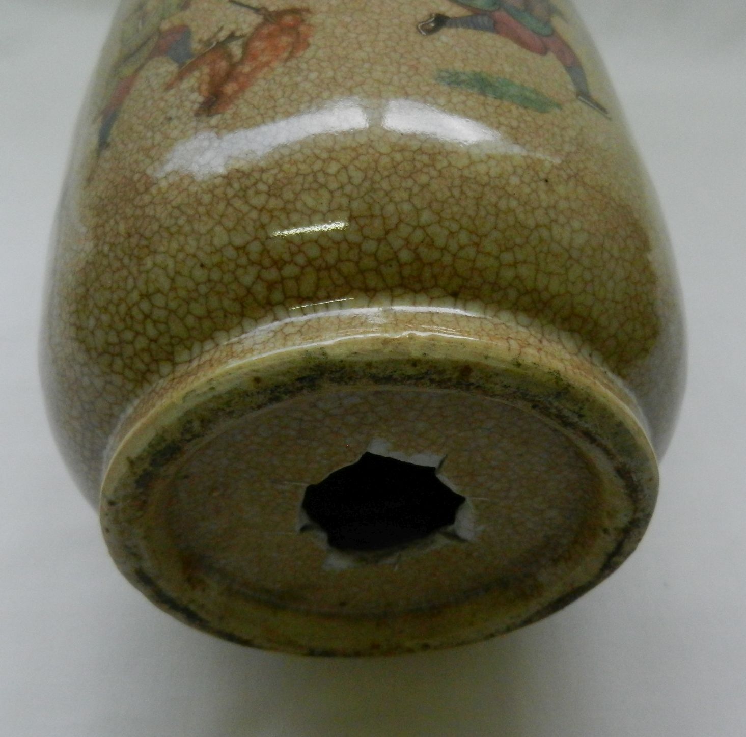 A large 19th century Chinese famille rose stoneware crackle glaze vase, - Image 8 of 9