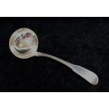 A George III silver fiddle and thread pattern sauce ladle,