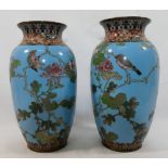 A pair of Japanese cloisonne enamel vases,