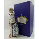 A Royal Crown Derby 'Russian' cat from the Royal Cat range, dated 1991, 21cm high,