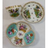 A 19th century Meissen lobed porcelain saucer,