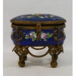 A 19th century French ormolu mounted oval porcelain trinket box,