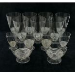 A part suite of thirteen Lalique 'Nippon' pattern glasses, various sizes comprised of seven 12.
