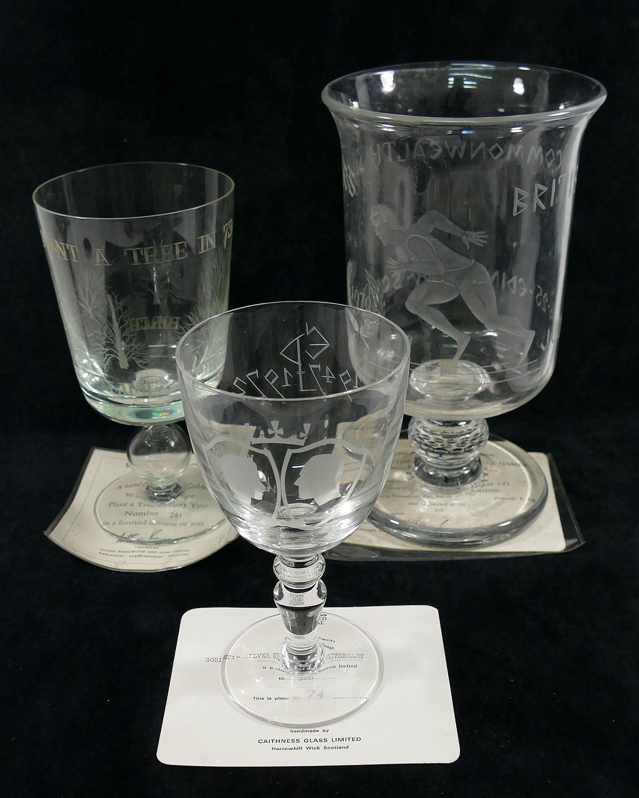 A Caithness limited edition, Royal silver wedding commemorative glass, 16.