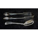 A pair of William IV silver fiddle pattern sugar tongs London 1835, 14.