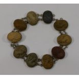 A Continental silver mounted lava bracelet,