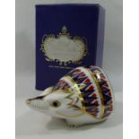 A Royal Crown Derby hedgehog paperweight