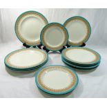 Thirteen late 19th century 'Royal Worcester Vitreous' plates, comprised of four measuring 26.