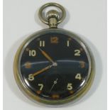 A Doxa military issue chrome plated pocket watch, with subsidiary seconds dial and Arabic numerals,