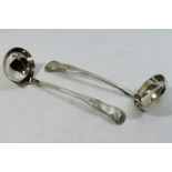 A pair of George IV Scottish silver kings pattern toddy ladles, Edinburgh 1827 by James McKay, 15.