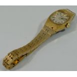 A ladies gold plated Rotary wrist watch, the face with baton numerals,