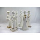 Five Spode bone china figurines by Pauline Shone entitled, 'Amanda', 'Sarah, 'Emily',