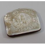 A Victorian mother of pearl purse, with hinged back,