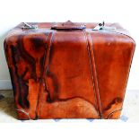 A vintage leather suitcase 50cm x 60cm x 28cm and a large leather attaché case CONDITION