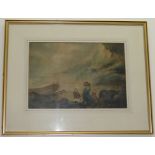 In the manner of George Morland (1763-1804) Bringing in the catch Watercolour Signed 'G Morland'