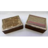 Two Peruvian wooden cigarette boxes, with silver coloured metal mounts stamped '925',