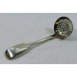 An early Victorian silver fiddle pattern sifter spoon, London 1846, 15.7cm long, 1.58ozt, 49.