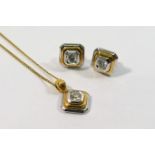 An 18 carat bi-colour gold diamond earrings and necklace suite,