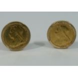 A pair of Victoria sovereign cuff links dated 1901,