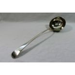 A George III old English pattern silver soup ladle London 1798 by William Fearn, 33.7cm long, 5.