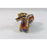 A Royal Crown Derby Chinese dragon paperweight with gold stopper, dated 1989, 11.