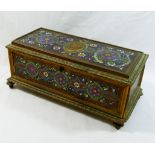 A 19th century French Tahan style gilt bronze champlevè enamel rectangular casket,