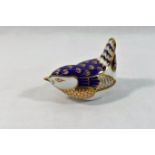 A Royal Crown Derby Wren paperweight, with silver stopper, dated 1989, 8.