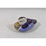 A Royal Crown Derby duck paperweight, with gold stopper, dated 1988, 11.