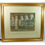 J. Martino Italian court yard garden Watercolour Signed lower right 29cm x 37.