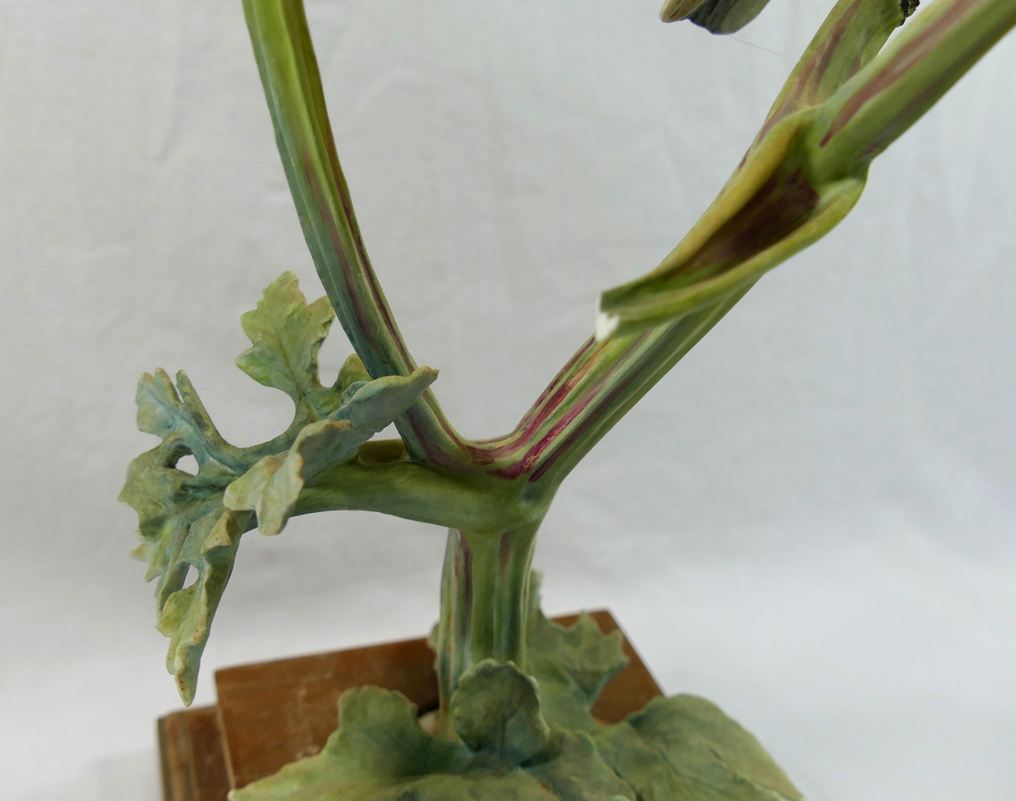 A Royal Worcester figure, 'Chiff Chaff Phylloscopus Rufus and Hogweed', with wooden stand, - Image 4 of 8