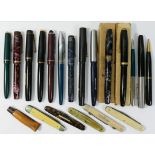 A collection of 11 fountain pens including Parker, Stephen's, Osmiroid, Mentmore, De La Rue,