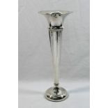 A large Edwardian silver trumpet shaped vase with fluted decoration, Birmingham 1910,