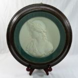 A 19th century circular parian medallion of Ceres, 24cm diameter,