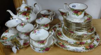 Royal Albert Old Country Roses part tea service, 7 setting.