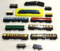 Hornby Dublo 00 Gauge model railway including diesel loco, BR loco and tender, six coaches and seven